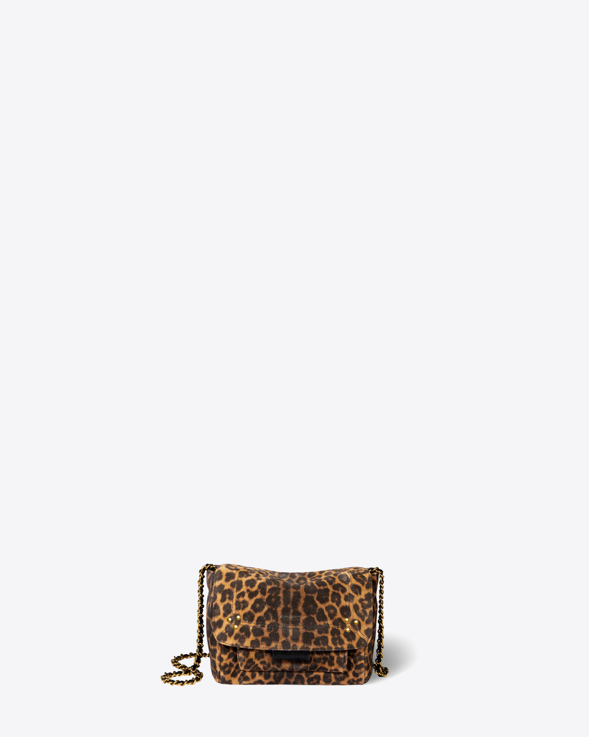 Mini-sac Lulu S en cuir velours imprimé léopard Jérôme Dreyfuss. Face.