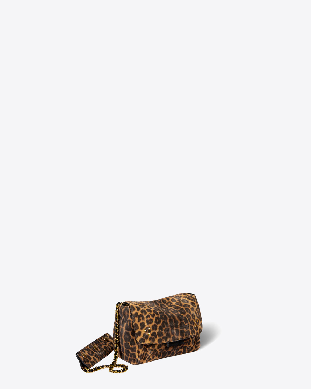 Mini-sac Lulu S en cuir velours imprimé léopard Jérôme Dreyfuss. Profil.