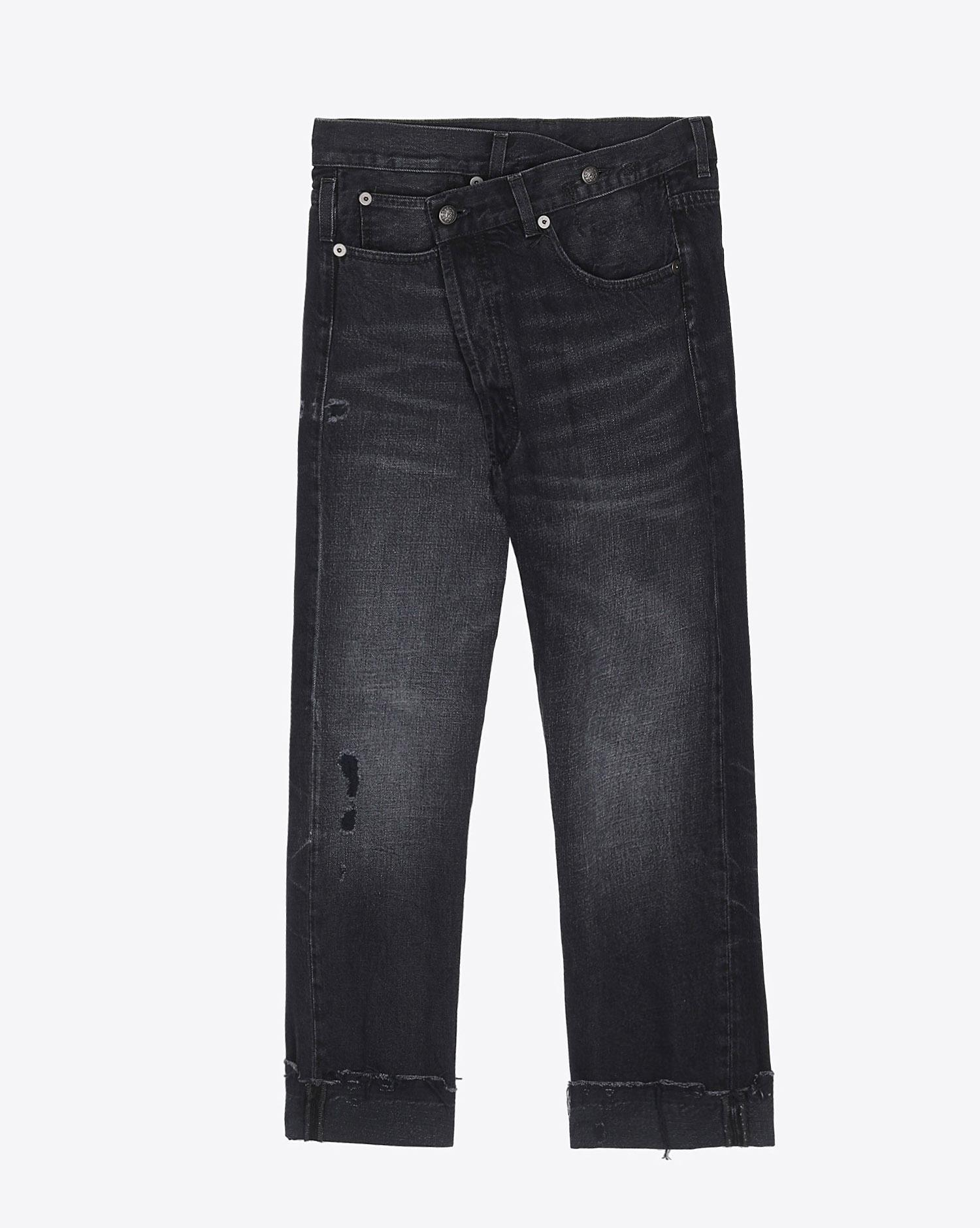 R13 Denim Jean Crossover délavage Jake Black. Face.