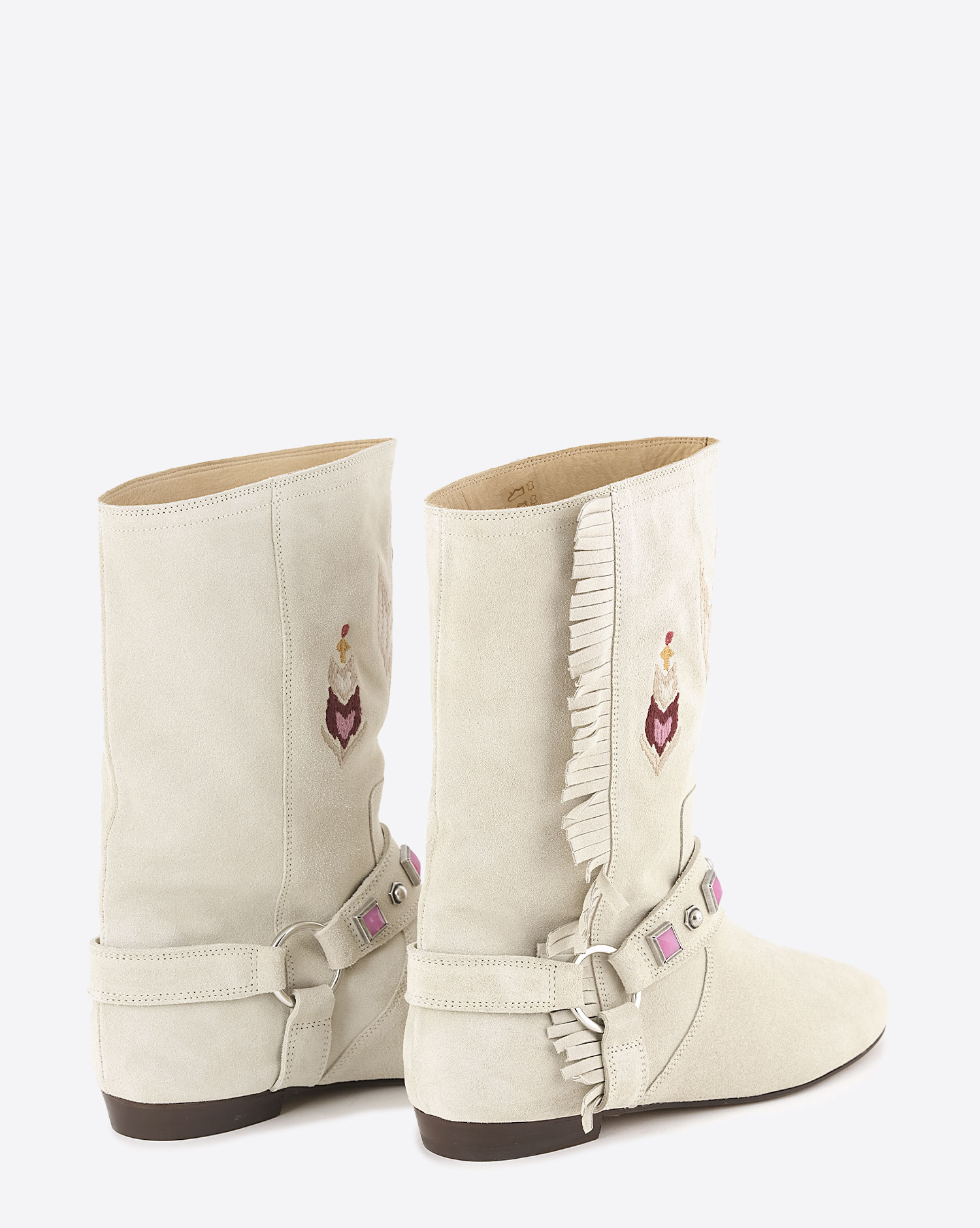 Bottes montantes Siani Isabel Marant en cuir suédé blanc. Vue dos. 