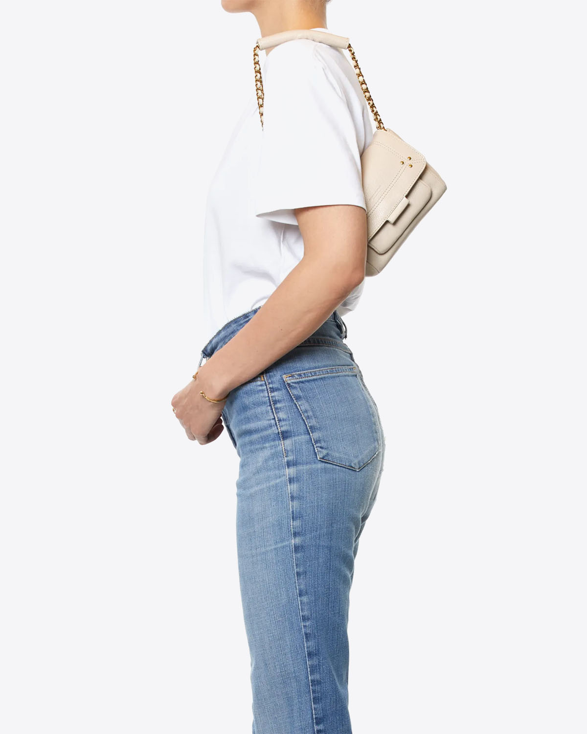 Jérôme Dreyfuss Sac Lulu S Chèvre Ecru Grainé 