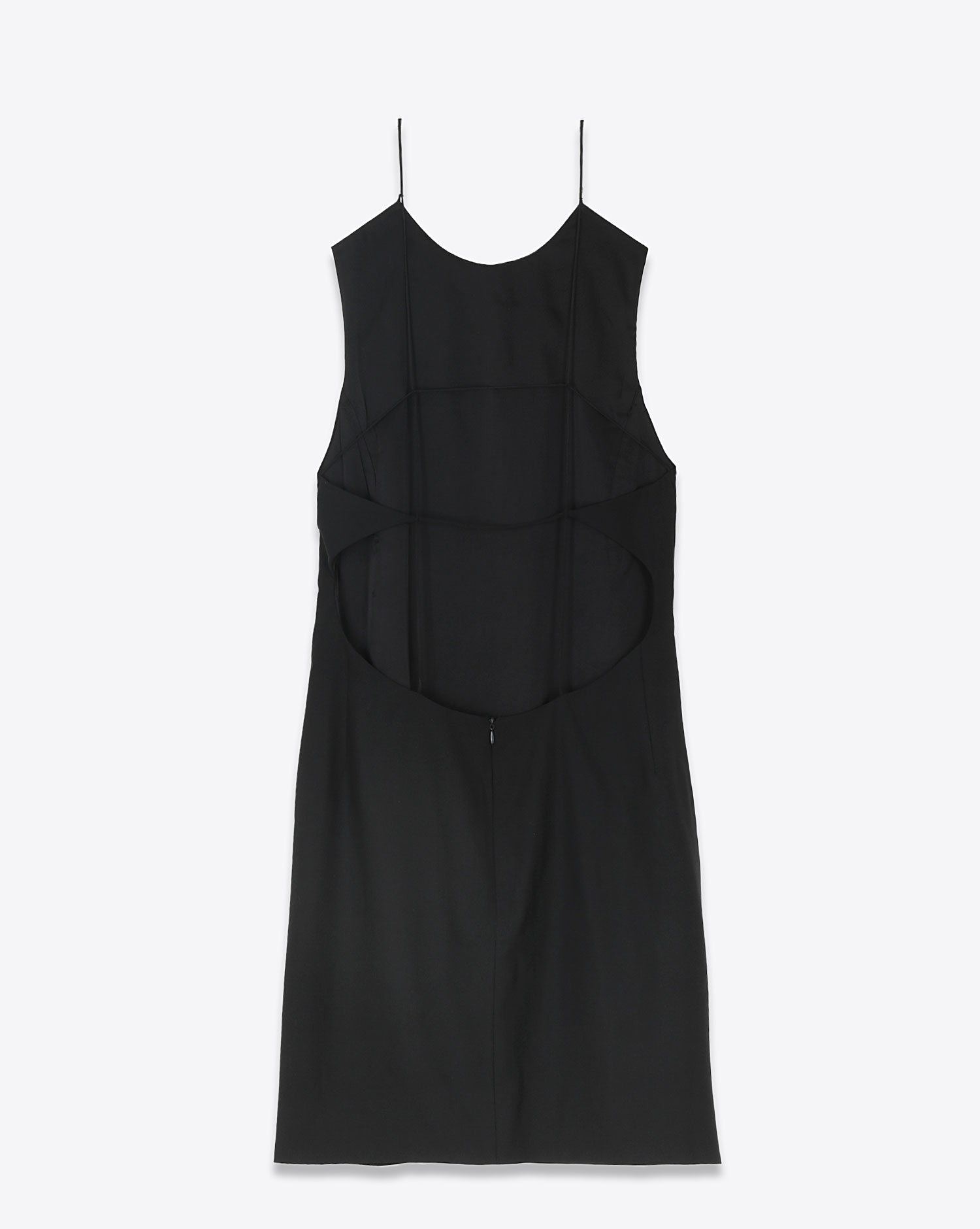 Vautrait Robe courte dos nu Oxana noire. Dos fines bretelles croisées. 