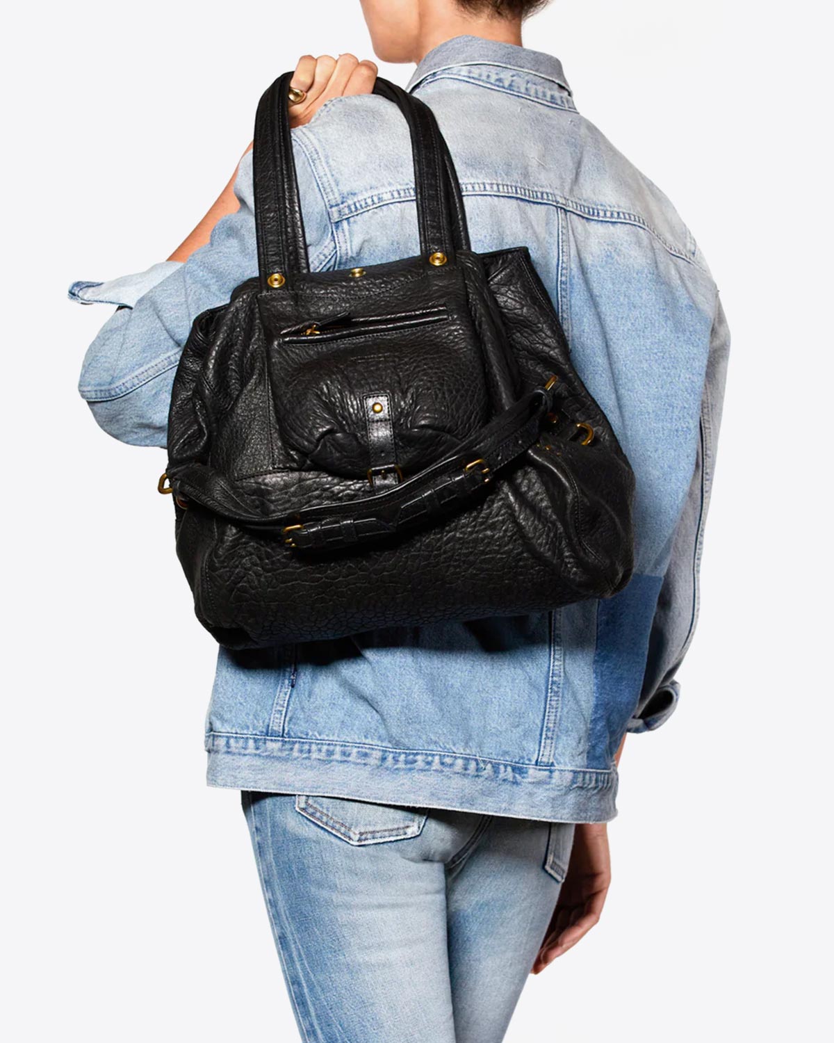 Cabas Billy M agneau bubble noir Jérôme Dreyfuss. 